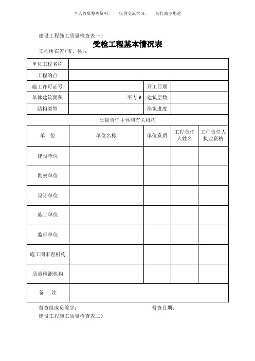 ( 工程文档)建设工程施工质量检查表(一)