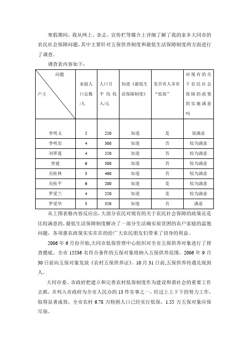 大同市社会调查报告