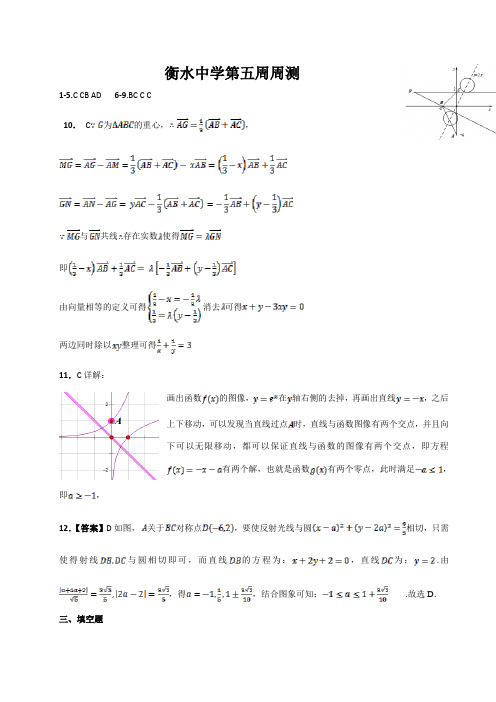 衡水中学2019届高三理科数学周测5答案