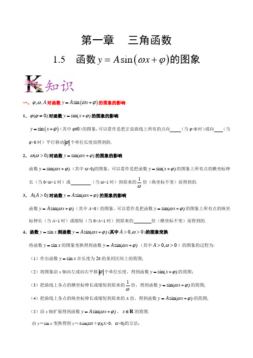 【高中数学必修四】复习讲义 专题1.5 函数y=Asin(ωx+φ)的图象