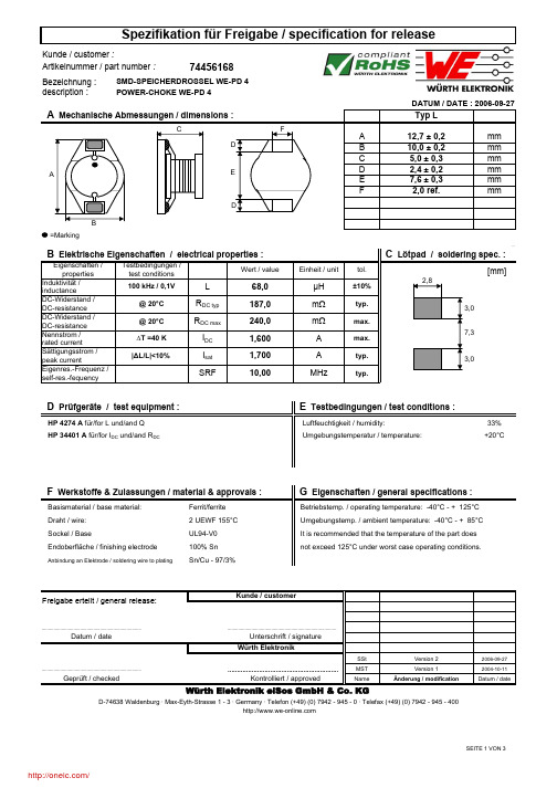 74456168;中文规格书,Datasheet资料