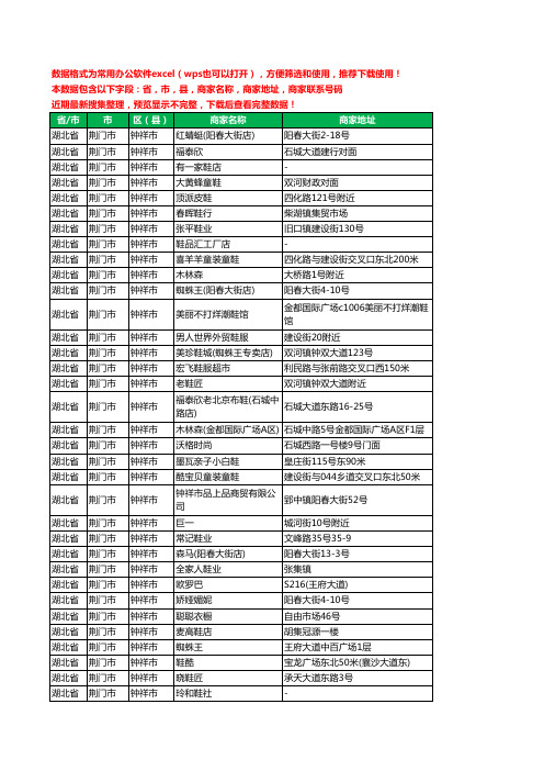 2020新版湖北省荆门市钟祥市鞋工商企业公司商家名录名单黄页联系电话号码地址大全95家