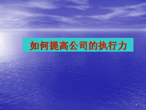 如何提高公司的执行力ppt课件