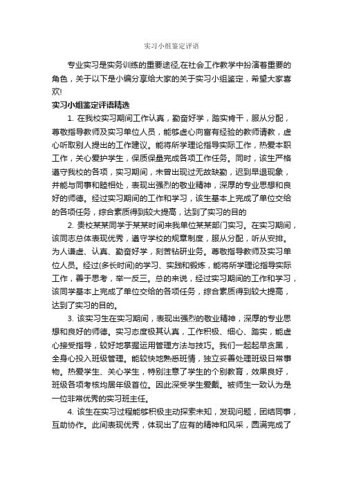 实习小组鉴定评语_实习报告_