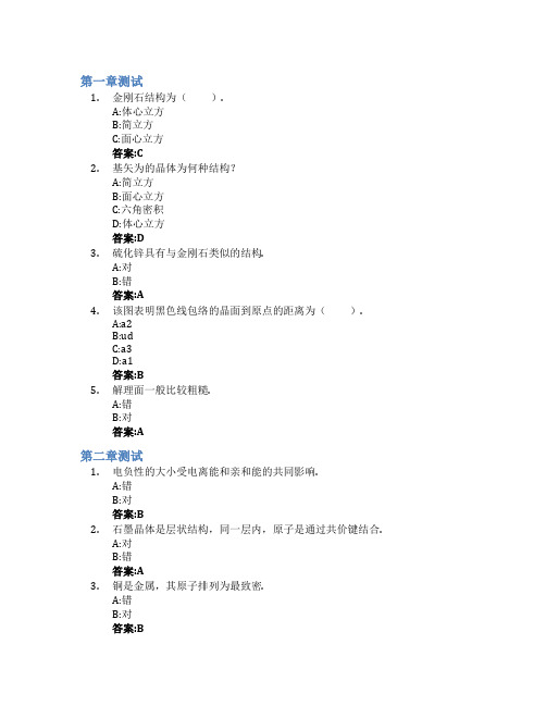 固体物理(山东联盟)智慧树知到答案章节测试2023年潍坊学院