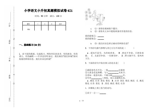 【小学教育】2019最新小学语文小升初(通用版)真题模拟试卷6I1—8K可直接打印