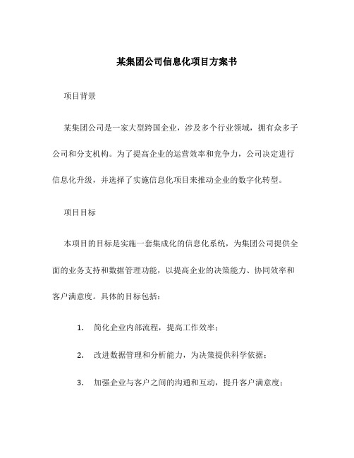 某集团公司信息化项目方案书