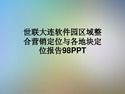 世联大连软件园区域整合营销定位与各地块定位报告98PPT