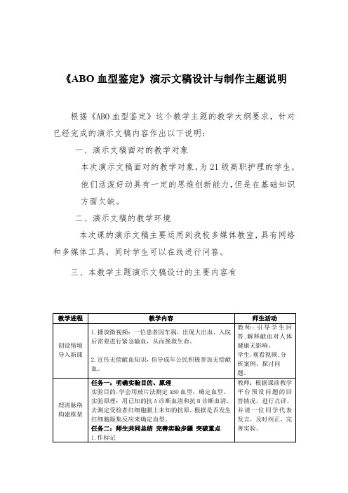 A3-1ABO血型鉴定演示文稿设计与制作主题说明