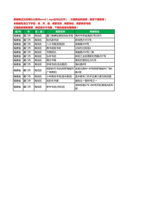 2020新版福建省厦门市海沧区书店工商企业公司商家名录名单黄页联系电话号码地址大全12家