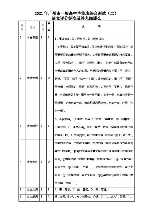 广东省广州市2021届高三语文毕业班综合测试试题 （二）（广州二模）（扫描版）粤教版(1)