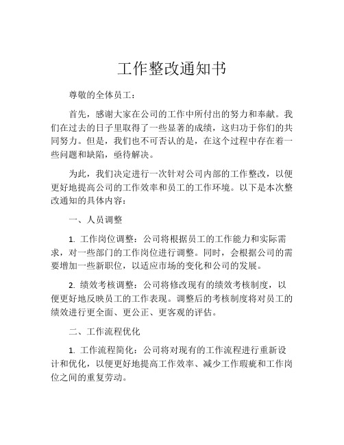 工作整改通知书