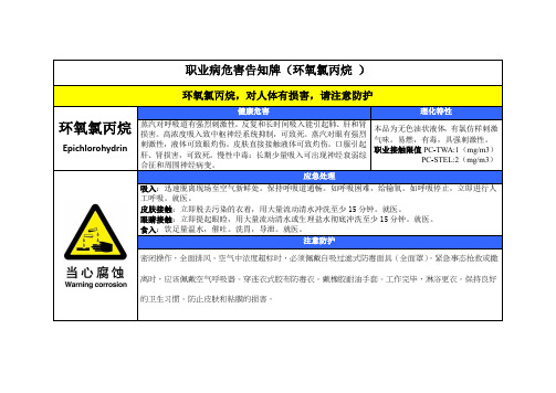 职业病危害告知牌(环氧氯丙烷 )