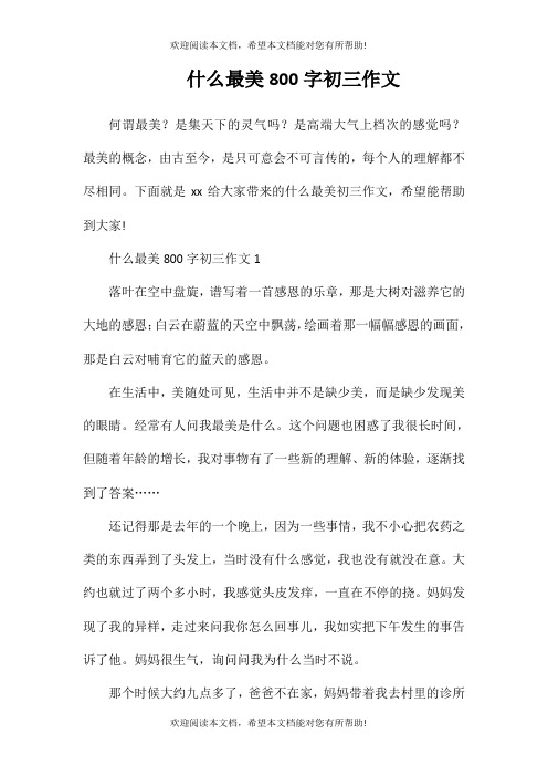 什么最美800字初三作文