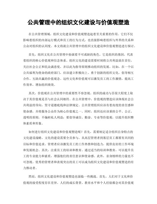 公共管理中的组织文化建设与价值观塑造