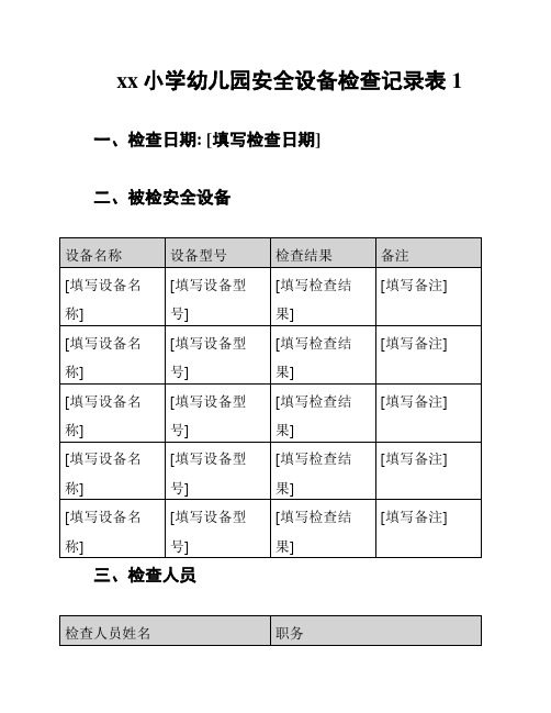 xx小学幼儿园安全设备检查记录表1