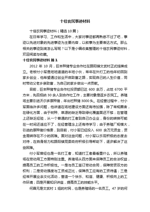 十佳农民事迹材料（精选10篇）