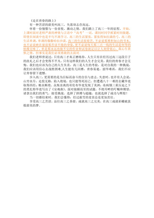 青春走在高三的路上
