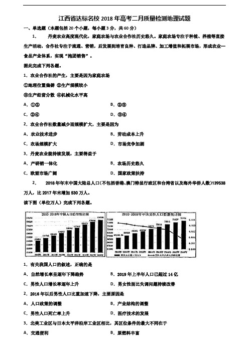 江西省达标名校2018年高考二月质量检测地理试题含解析