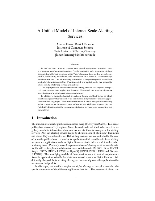 A Unified Model of Internet Scale Alerting Services