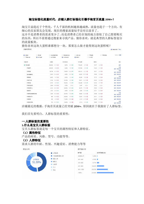 淘宝标签流量化时代,店铺人群打标强化引爆手淘首页流量20W+!