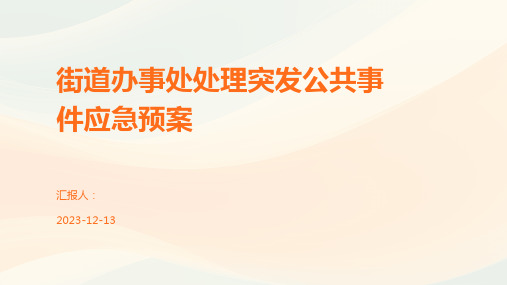 街道办事处处理突发公共事件应急预案