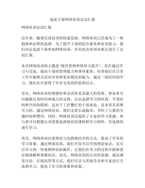 选派干部网络培训总结汇报