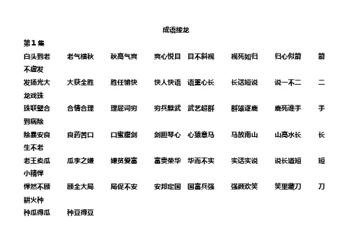 成语接龙20条(完美排版)