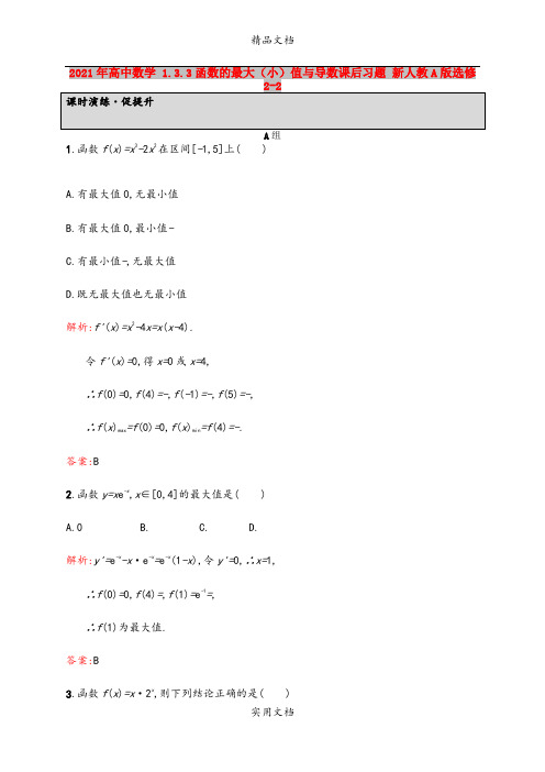 2021年高中数学 1.3.3函数的最大(小)值与导数课后习题 新人教A版选修2-2