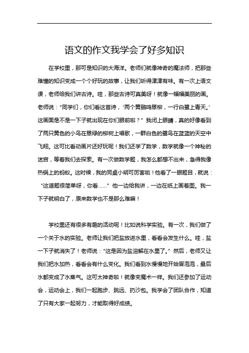 语文的作文我学会了好多知识