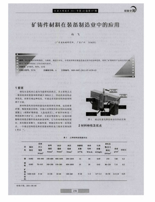 矿铸件材料在装备制造业中的应用