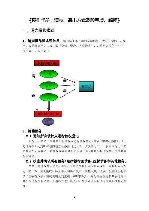 上市公司清壳、退出方式及股票质(解)押操作手册