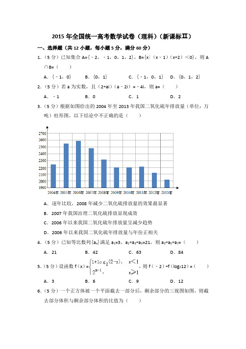 2015年全国统一高考真题数学试卷(理科)(新课标ⅱ)(含答案及解析)