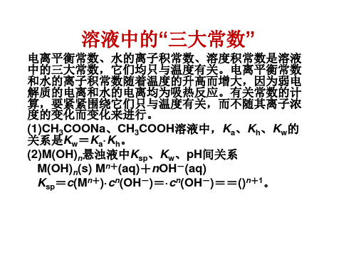 巧解高考化学题的四大法宝：溶液中的“三大常数”