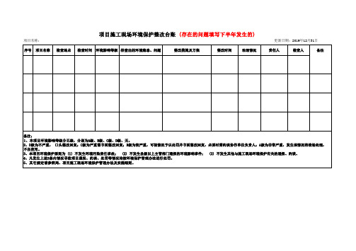 项目施工现场环境保护整改台账