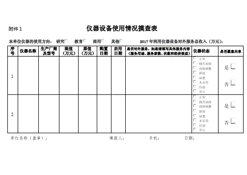 仪器设备使用情况摸查表