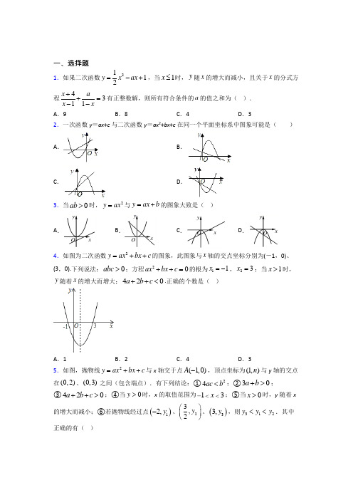 《常考题》初中九年级数学上册第二十二章《二次函数》基础卷(含答案解析)