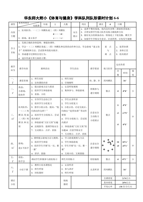 队列队形：一(二)列横队成二(四)列横队6-6