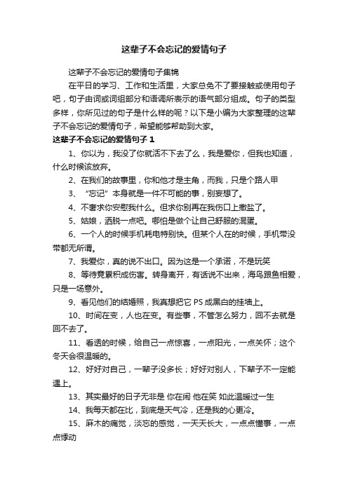 这辈子不会忘记的爱情句子集锦