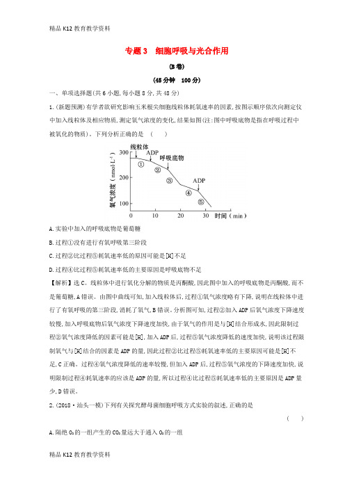 【配套K12】[学习]2019版高考生物二轮复习 专题三 细胞呼吸与光合作用专题能力提升练(B)