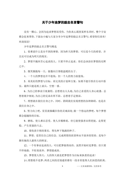 关于少年追梦的励志名言警句