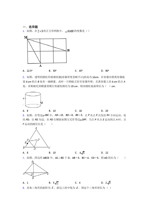 中考数学二轮复习数学勾股定理的专项培优练习题(及答案