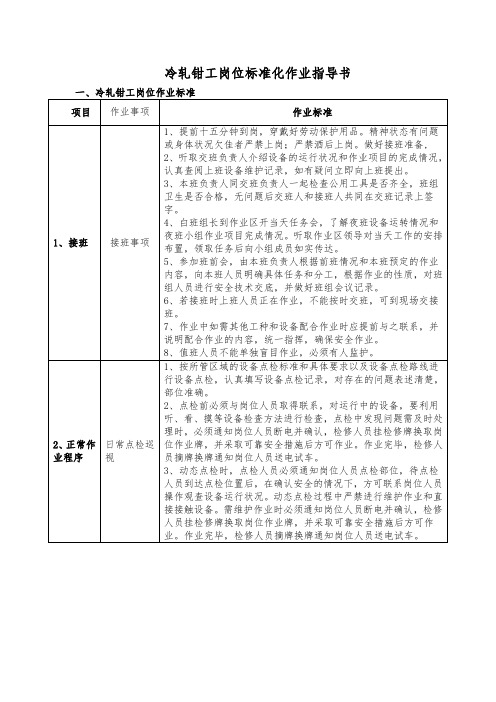 钳工岗位标准化作业指导书