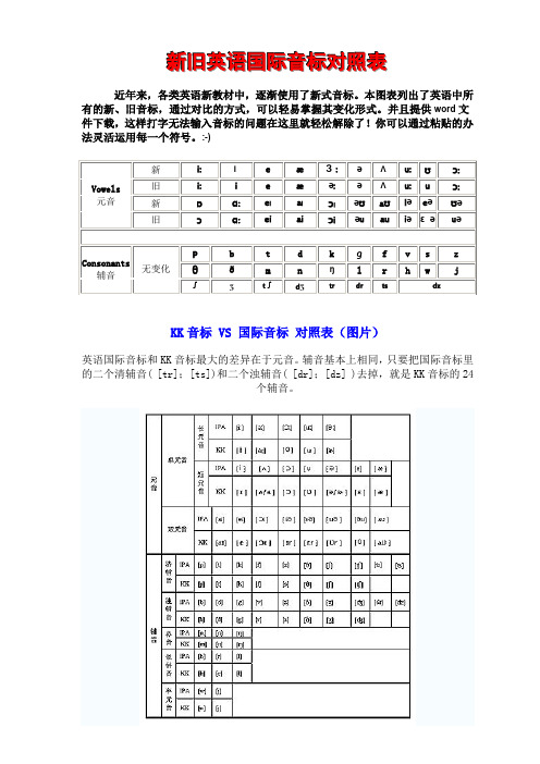 新旧英语国际音标对照表