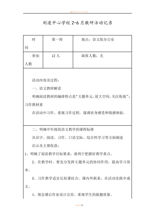 2017初中语文教研组活动记录