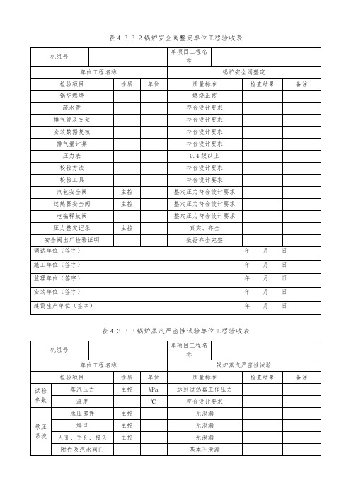 锅炉整套启动验评表 DLT5295-2013