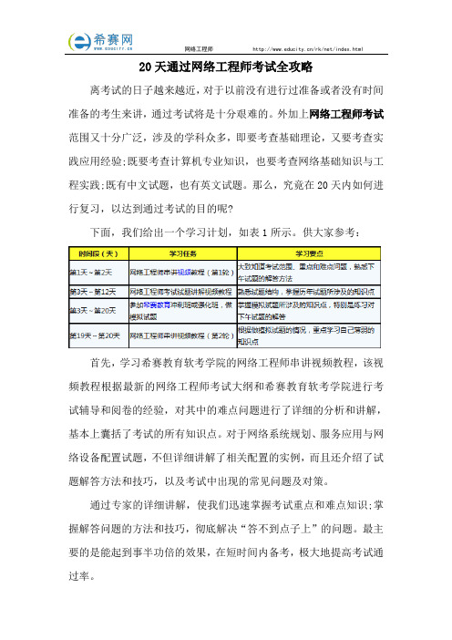 20天通过网络工程师考试全攻略