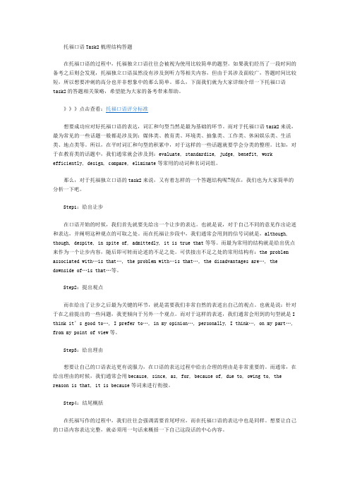 托福口语Task2梳理结构答题
