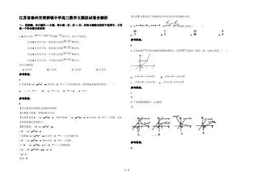 江苏省泰州市黄桥镇中学高三数学文模拟试卷含解析