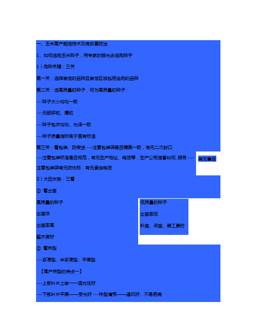 玉米品种高产栽培知识综述